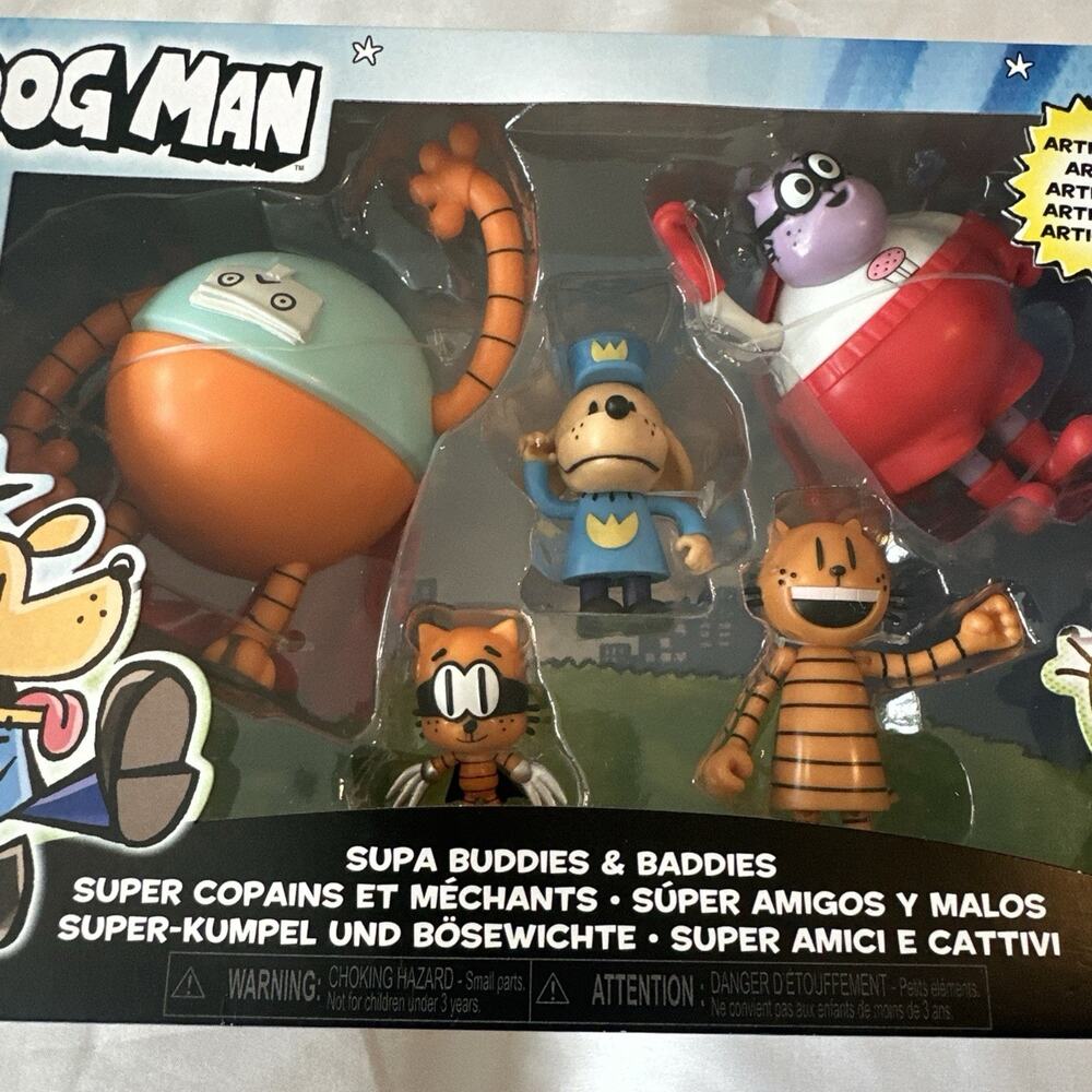 Dog Man 2.5 Inch Scale Supa Buddies and Baddies Multipack Action Figures Petey